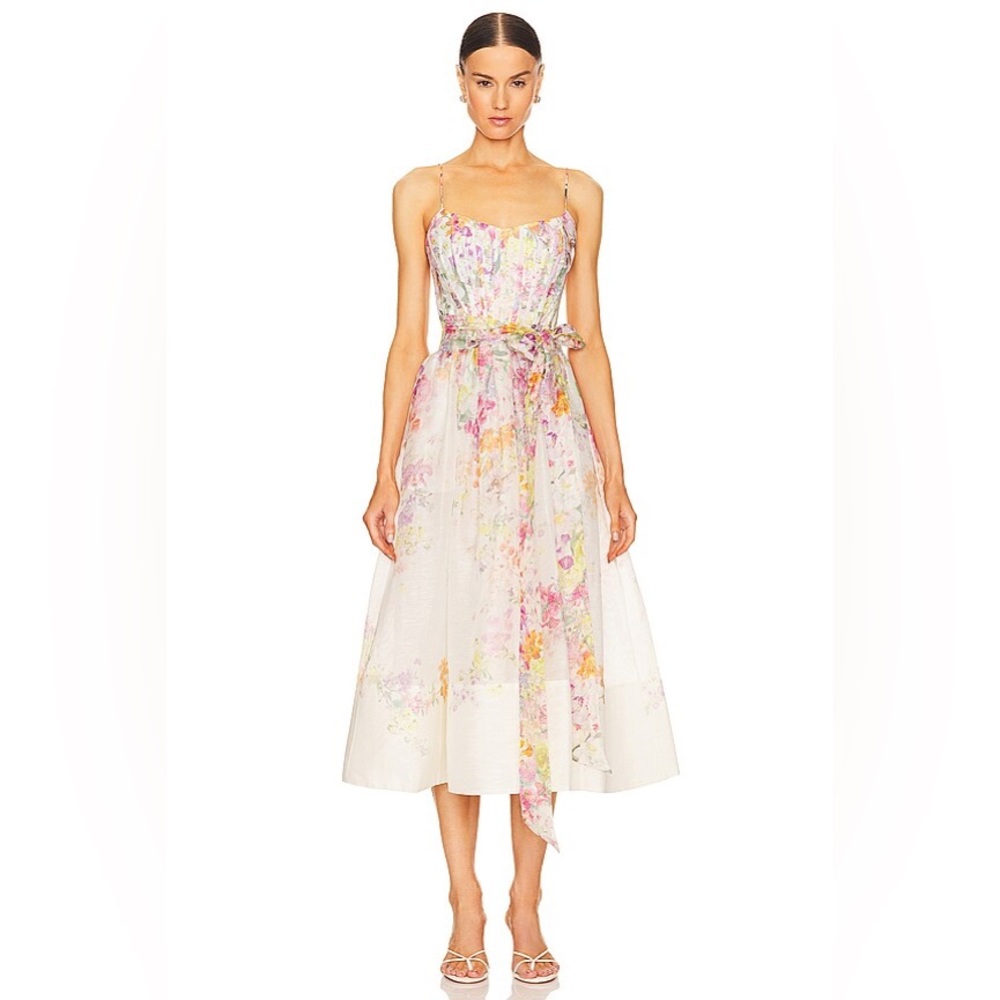 Zimmermann natura linen-silk corset midi dress - NWT